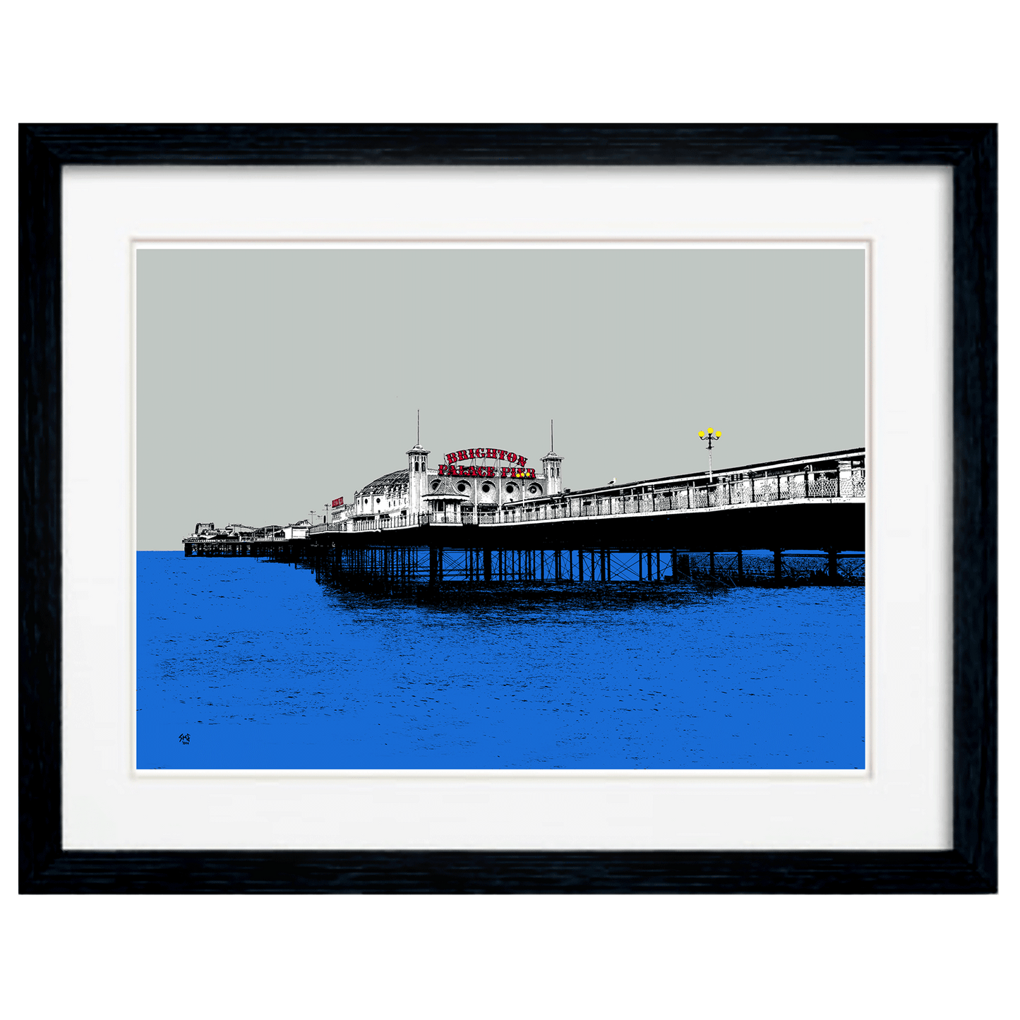 Palace Pier Brighton Art Print - Blue