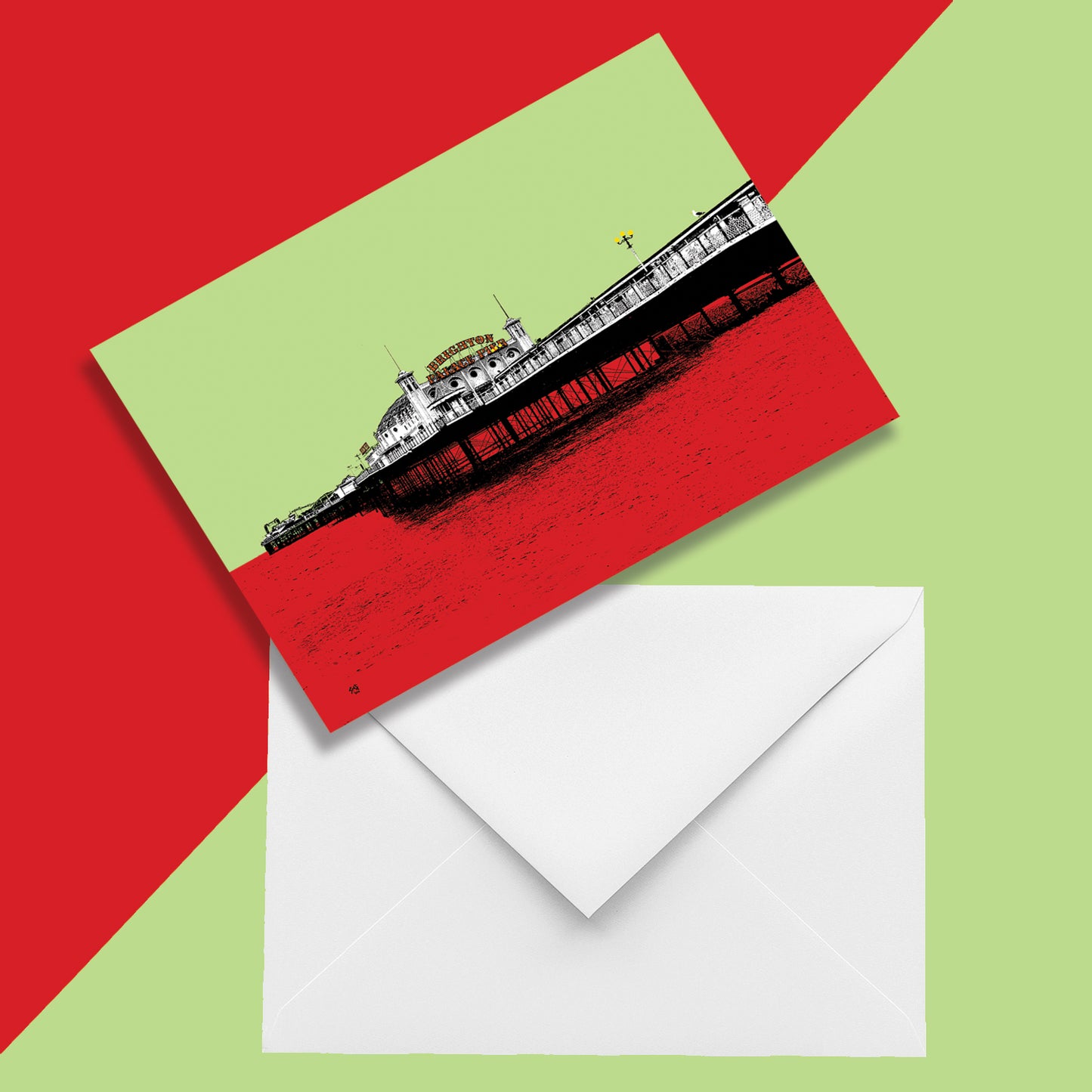 Palace Pier Greeting Card - Red