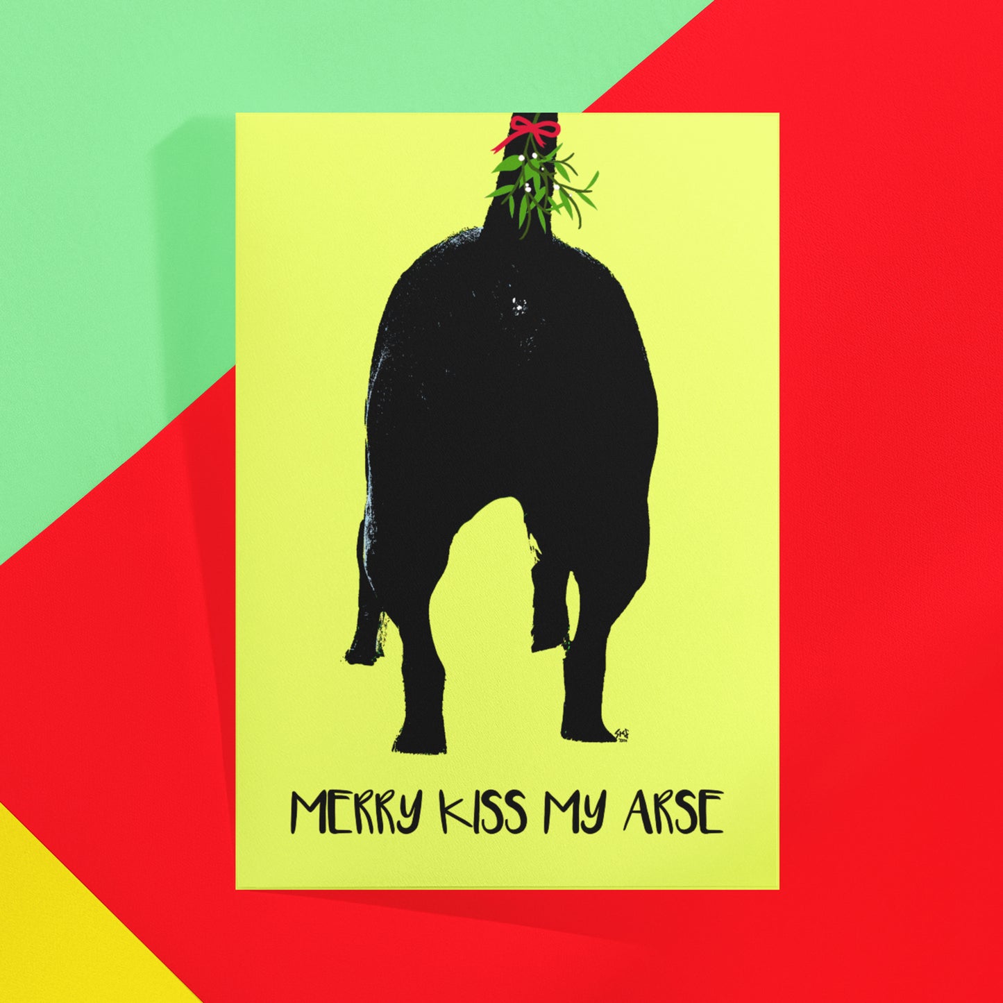 Merry Kiss My Arse Christmas Card - Dog