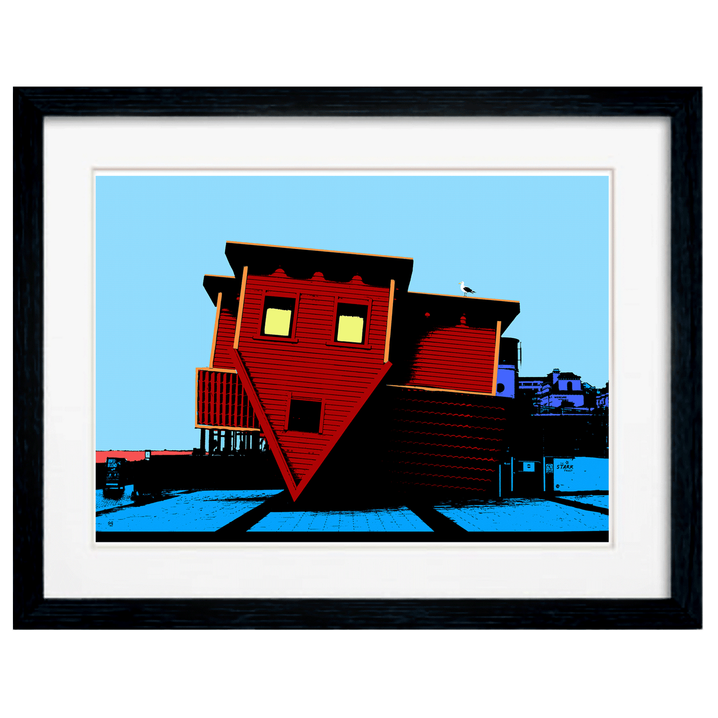 The Upside Down House Brighton Art Print - Blue