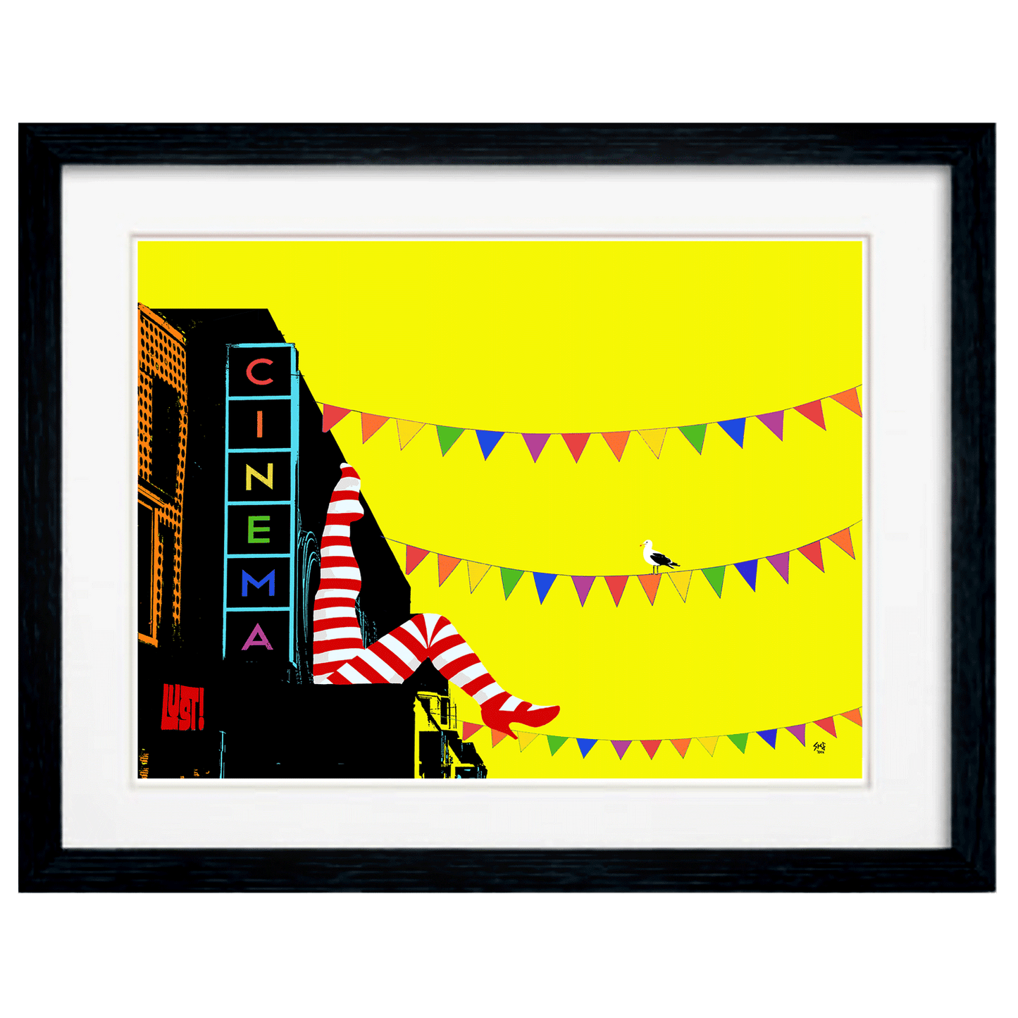 Brighton Striped Can-Can Legs Art Print - Yellow