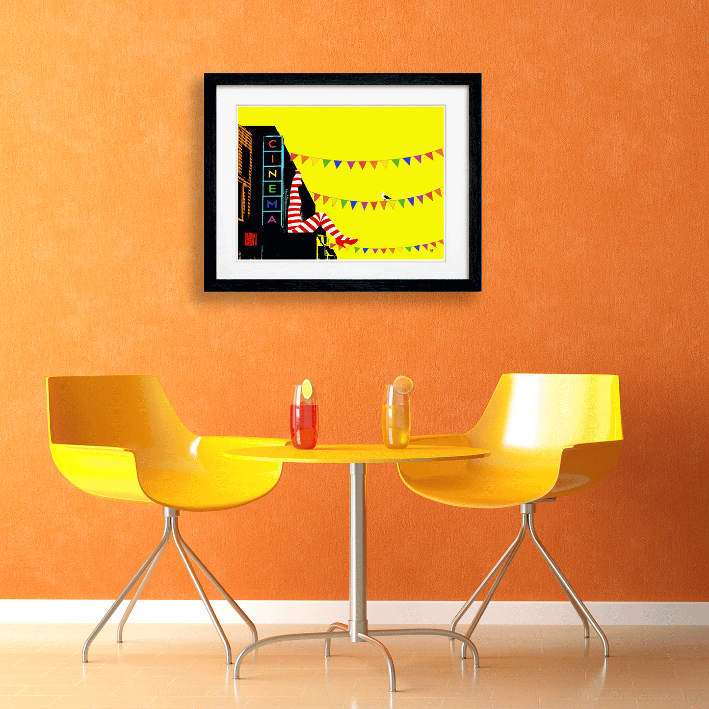 Brighton Striped Can-Can Legs Art Print - Yellow