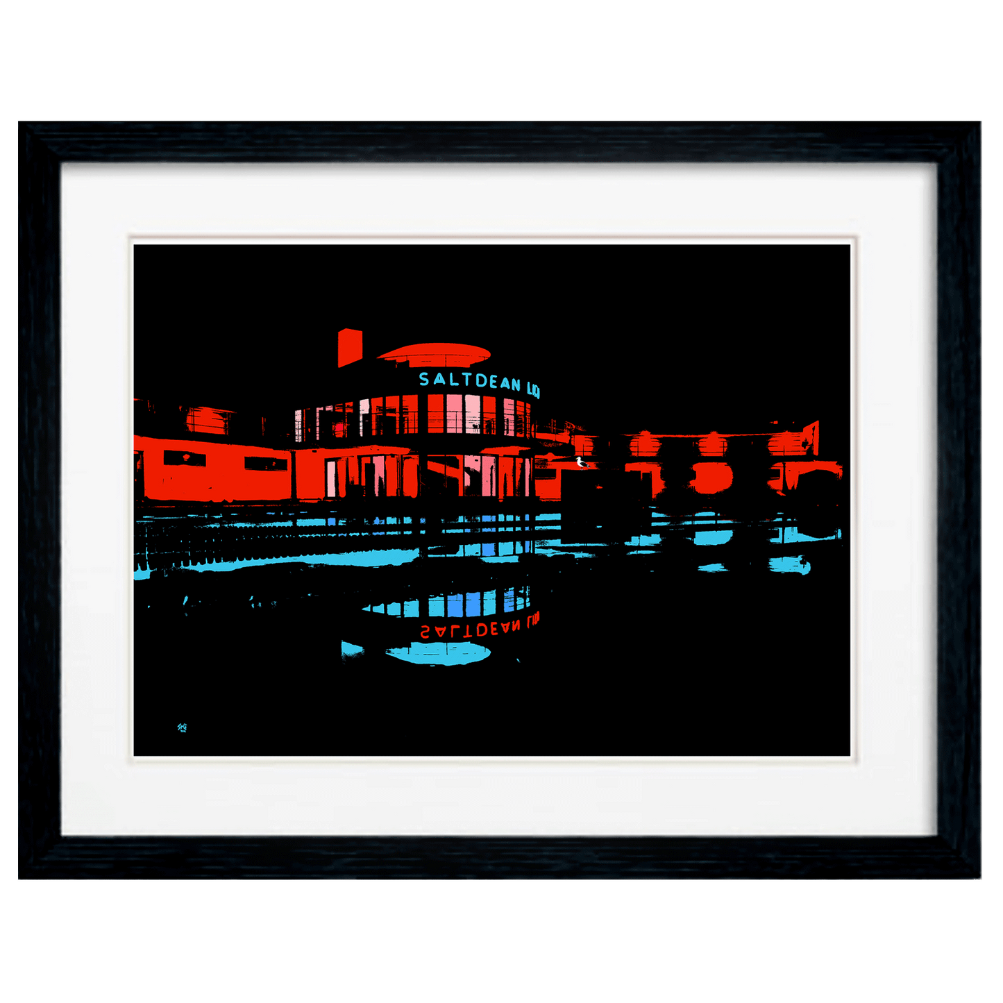 Saltdean Lido Art Print - Night Red 1