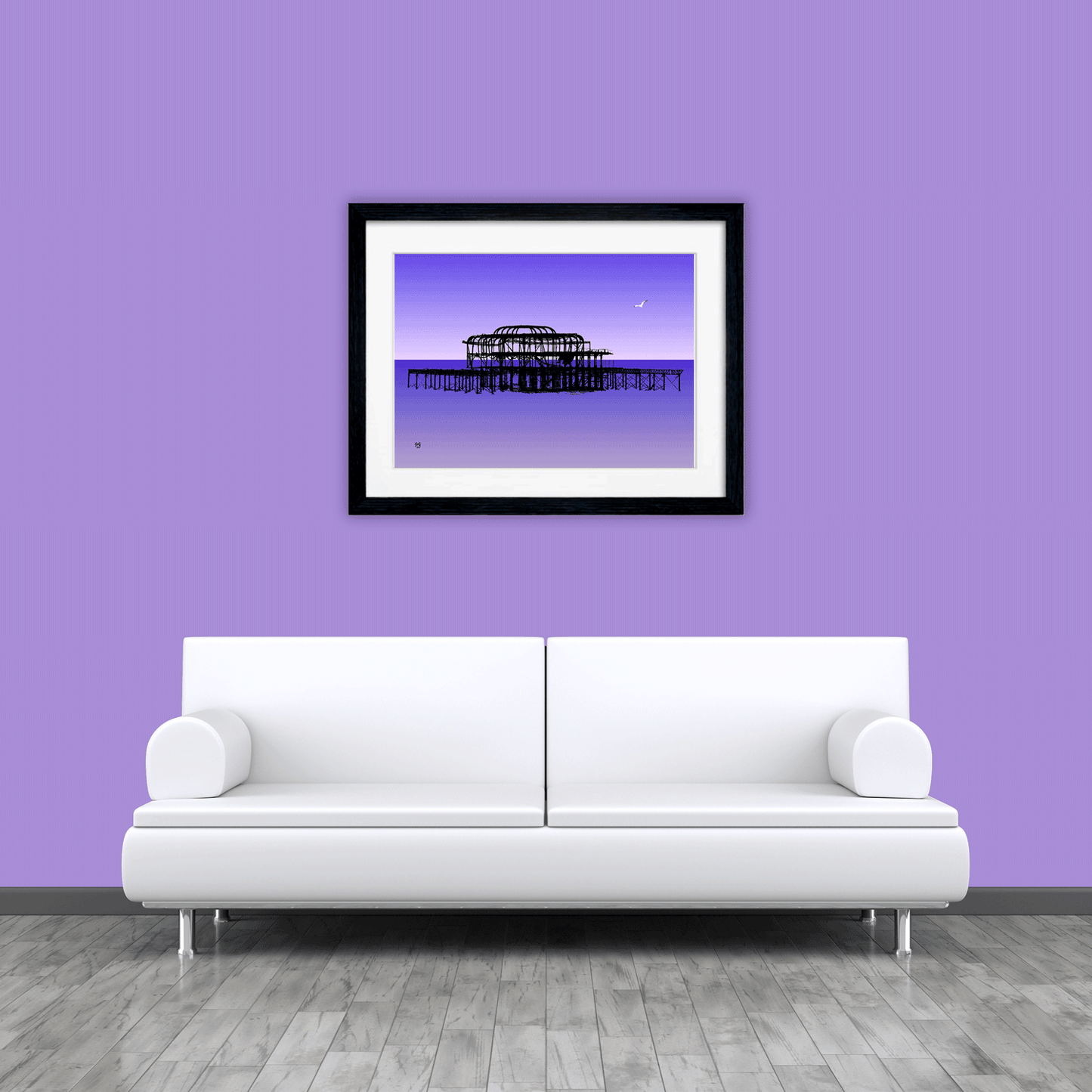 West Pier Art Print - Gradient Purple Biilly Brighton by Stef Kerswell