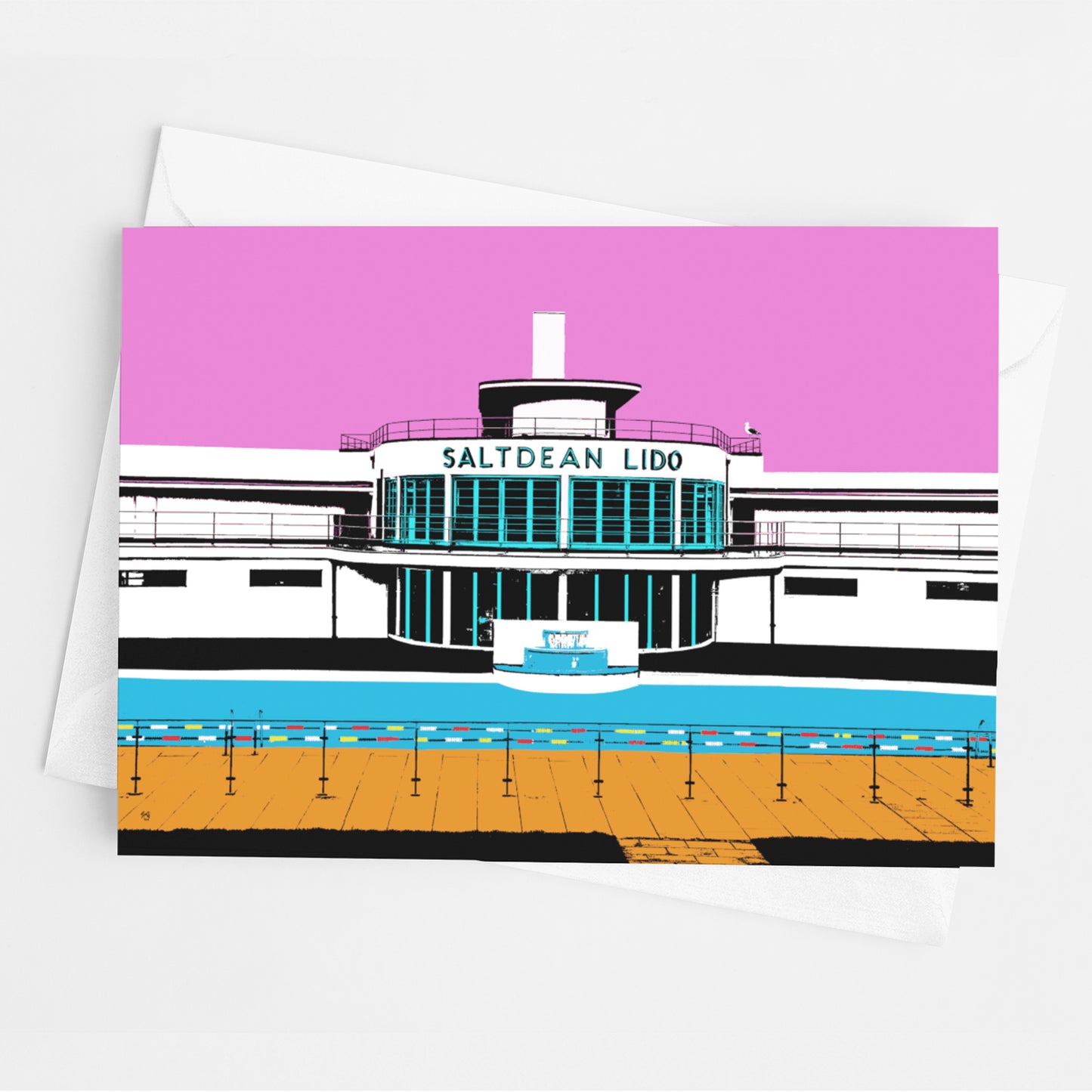 Saltdean Lido Greeting Card - Pink