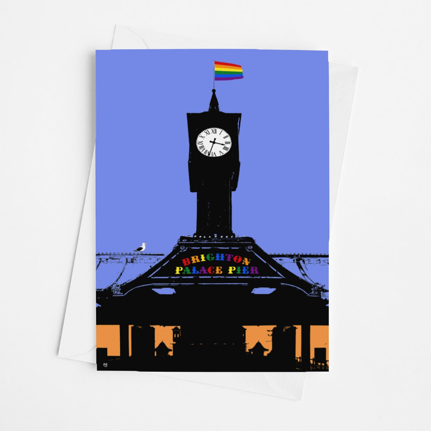 Pride Palace Pier Clock Greeting Card