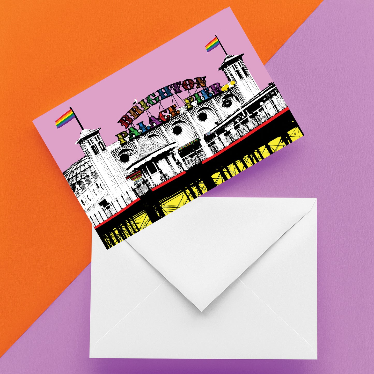 Pride Palace Pier Greeting Card - Pink A6