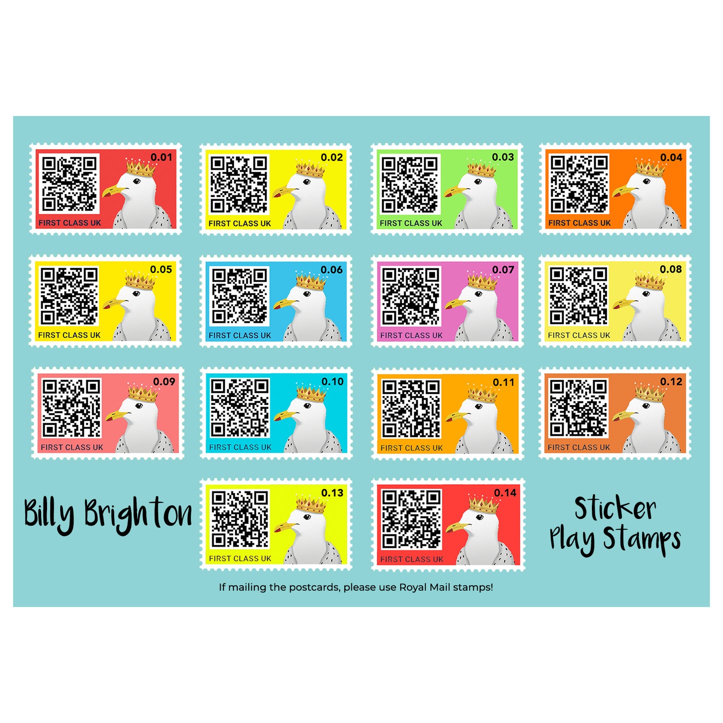 Billy Brighton Postcard Collection + Sticker Stamps