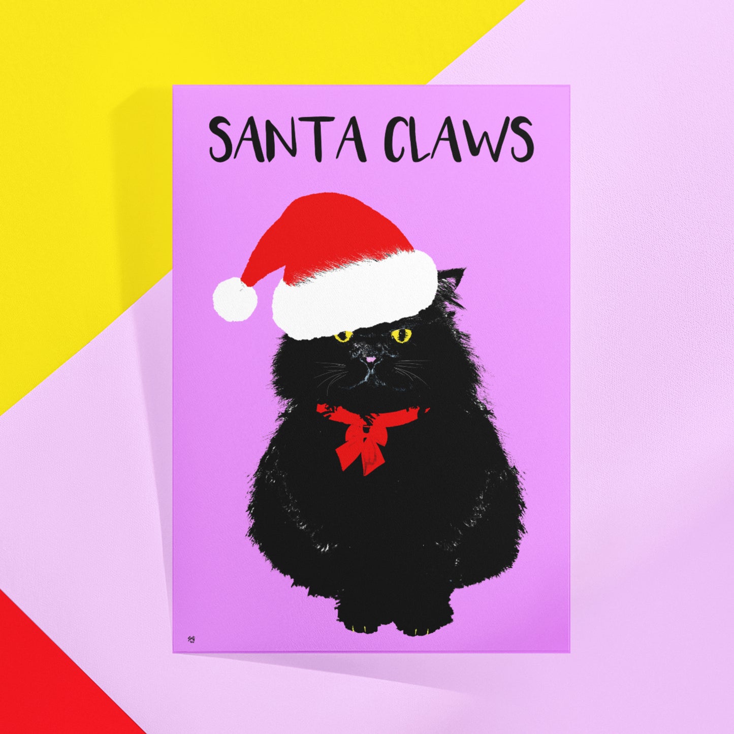 Santa Claws Christmas Card - Pink