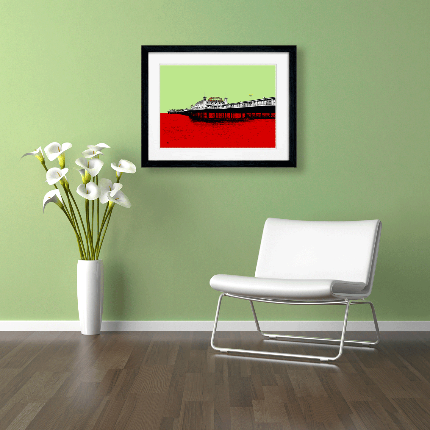 Palace Pier Brighton Art Print - Red