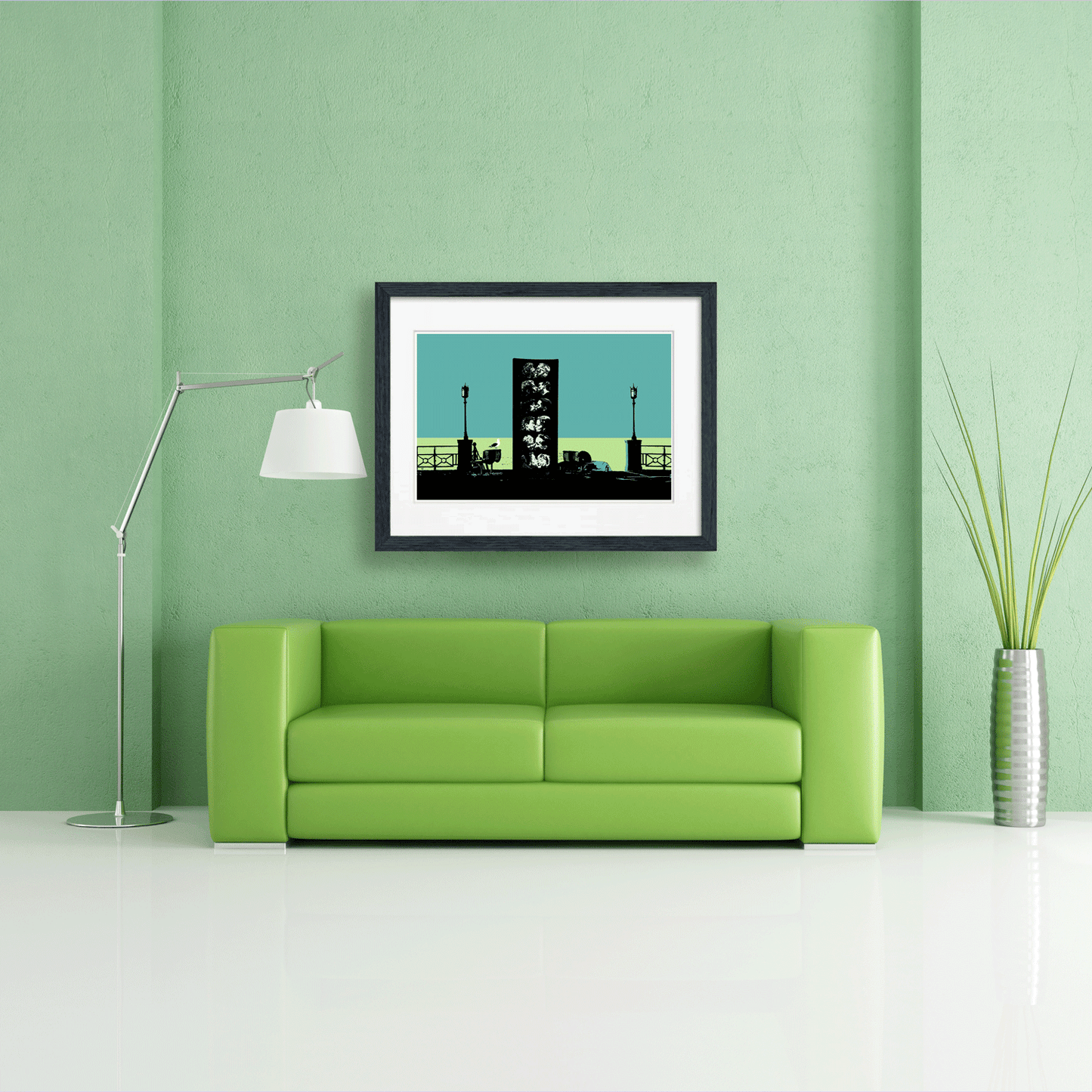 The Kiss Wall Brighton Art Print - Green