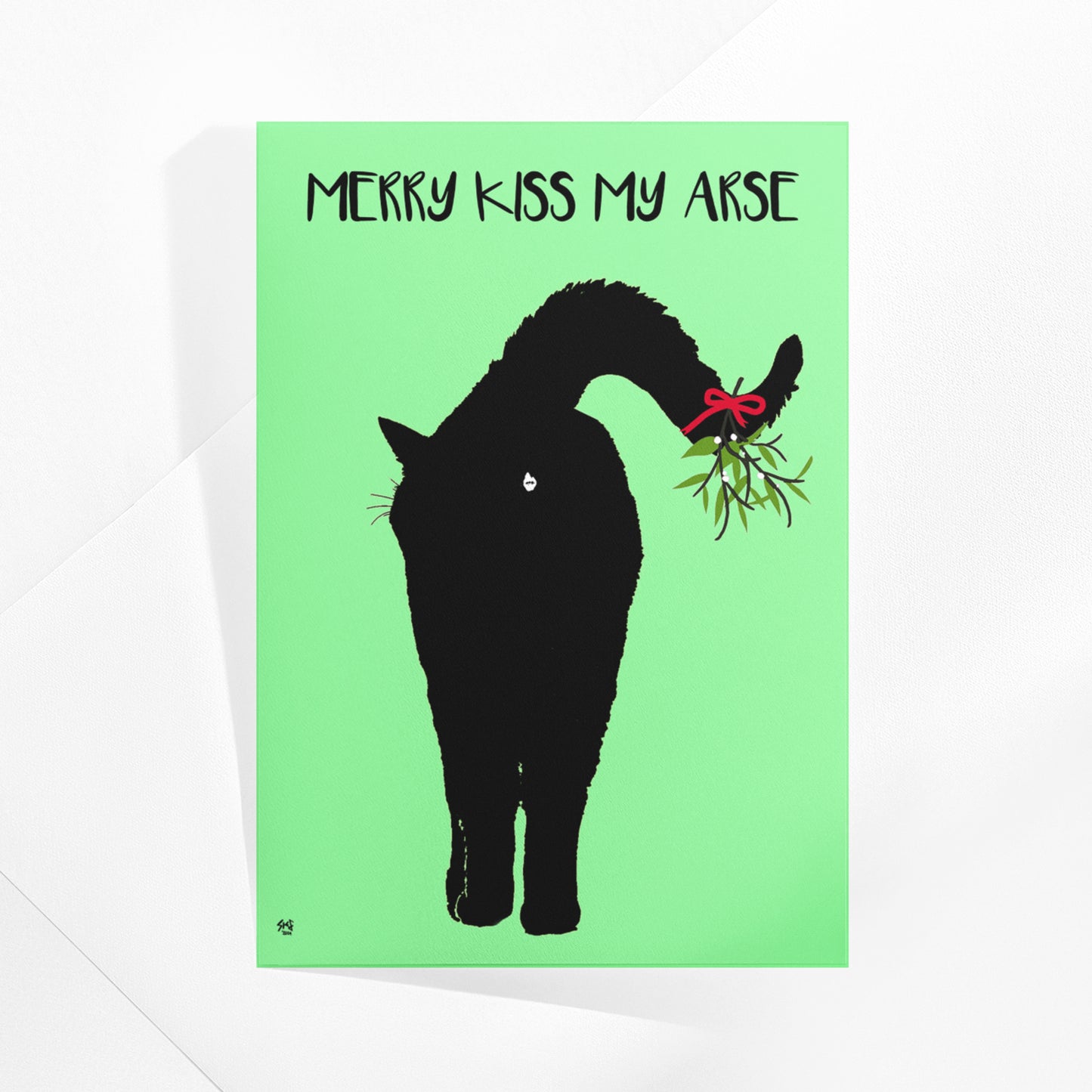 Kiss My Arse Christmas Card - Cat