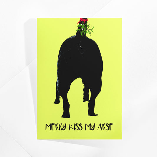 Merry Kiss My Arse Christmas Card - Dog