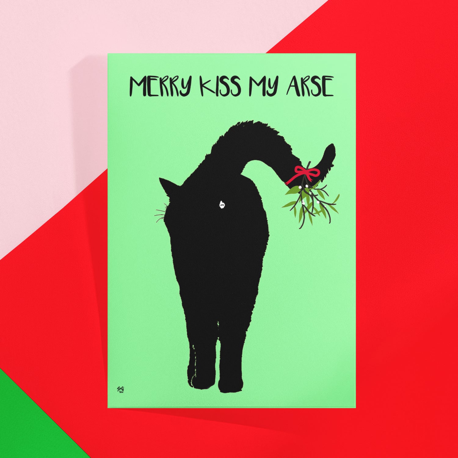 Kiss My Arse Christmas Card - Cat