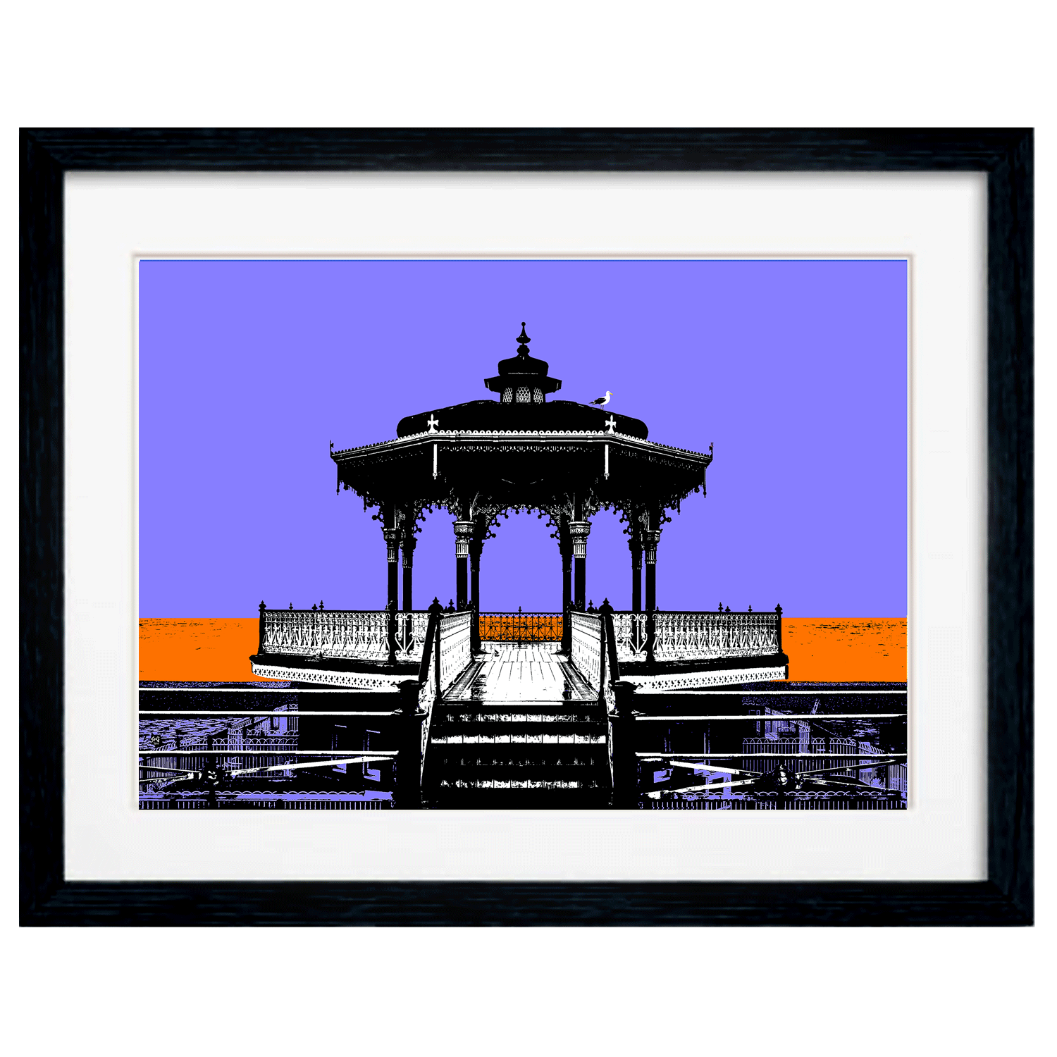 Framed purple Brighton Bandstand by Billy Brighton giclée print