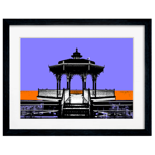 Framed purple Brighton Bandstand by Billy Brighton giclée print