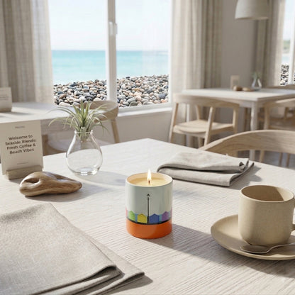Brighton Luxury Ceramic Candle - Hove Beach Huts Orange by Billy Brighton