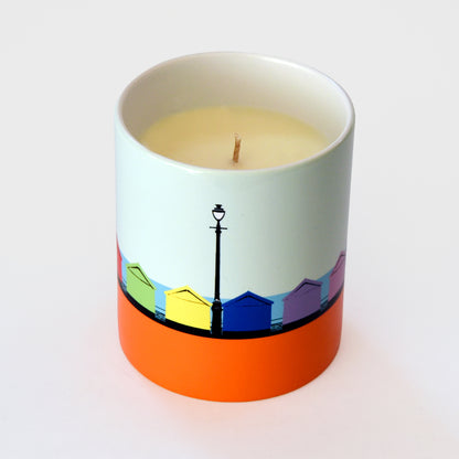 Brighton Luxury Ceramic Candle - Hove Beach Huts Orange by Billy Brighton