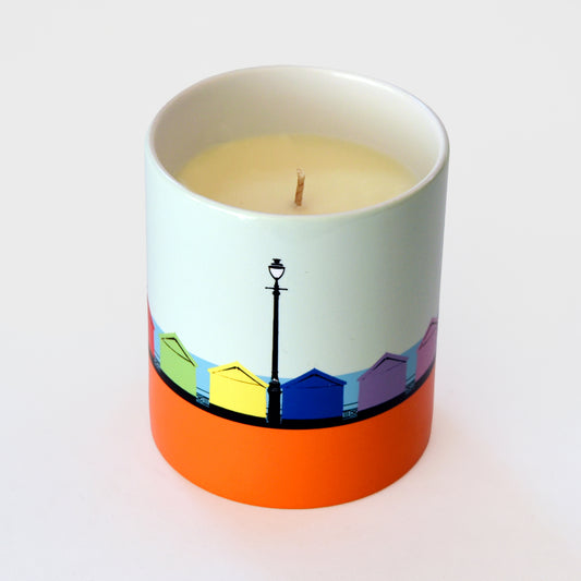 Brighton Luxury Ceramic Candle - Hove Beach Huts Orange by Billy Brighton