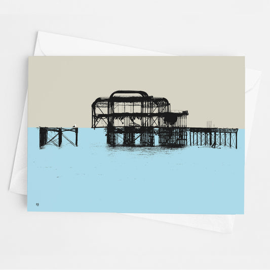 West Pier Greeting Card - Beige