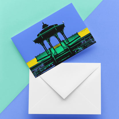 Brighton Bandstand Greeting Card - Blue A5