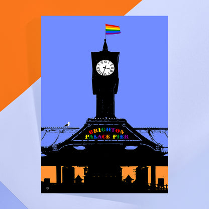 Pride Palace Pier Clock Greeting Card
