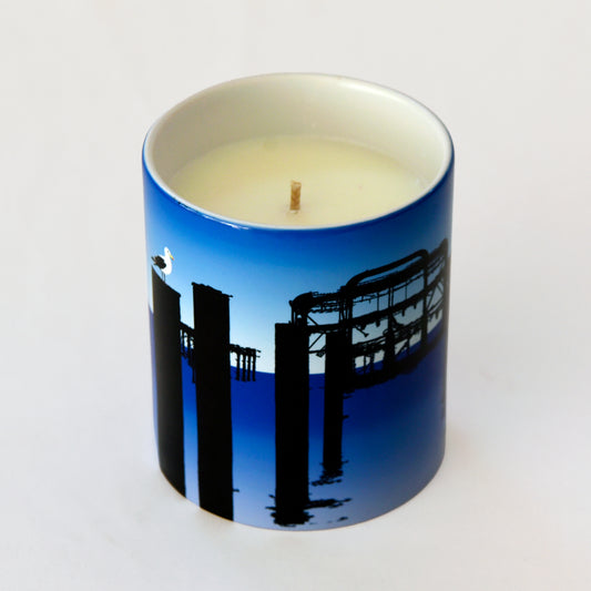Brighton Luxury Ceramic Candle Pot - West Pier Gradient Blue -by Billy Brighton