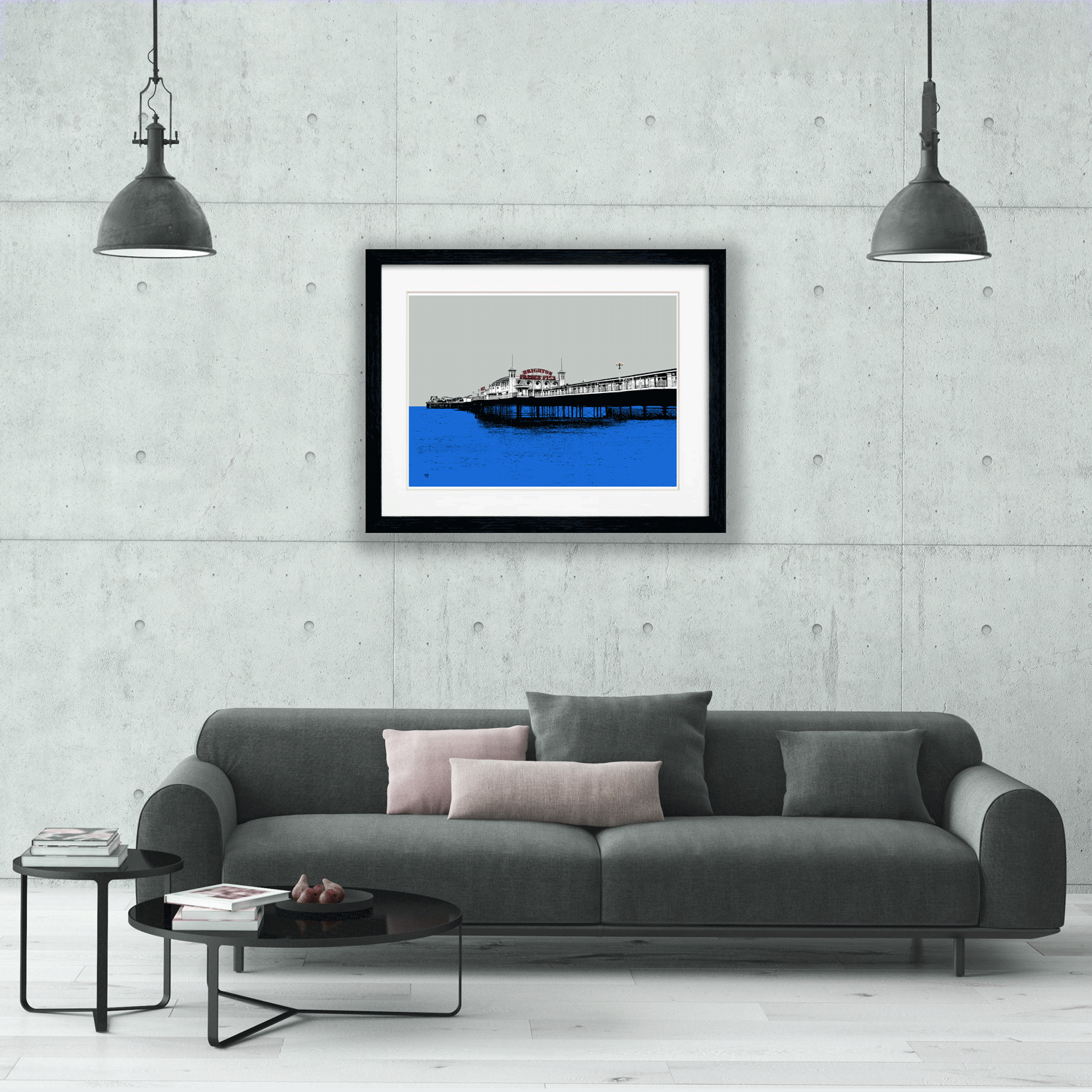 Palace Pier Brighton Art Print - Blue