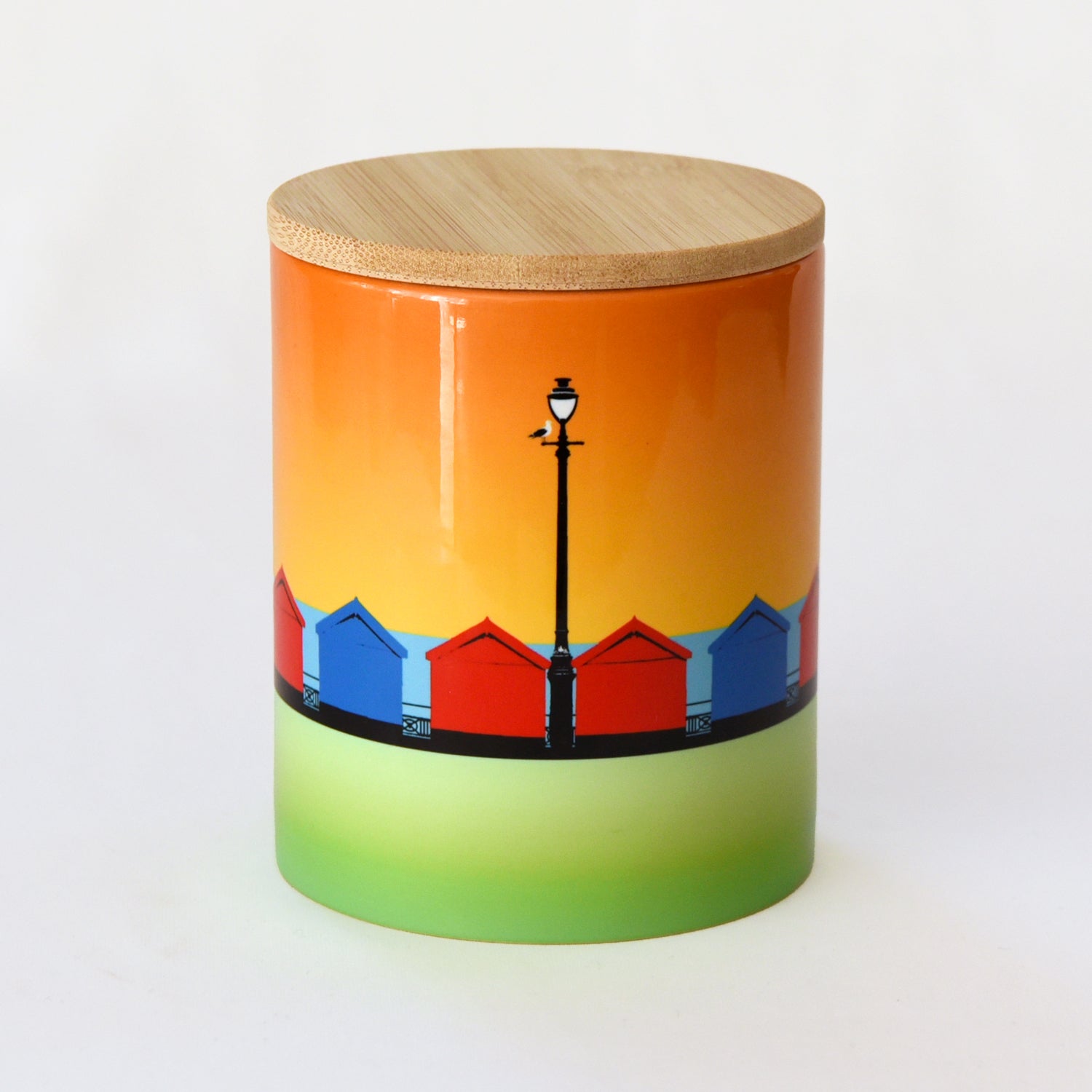 Brighton Luxury Ceramic Candle - Hove Beach Huts Orange Gradient by Billy Brighton