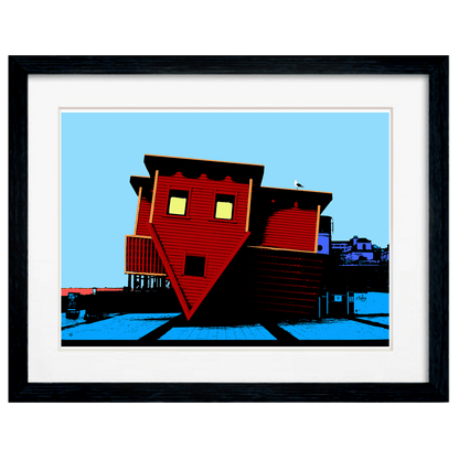 The Upside Down House Brighton Art Print - Blue