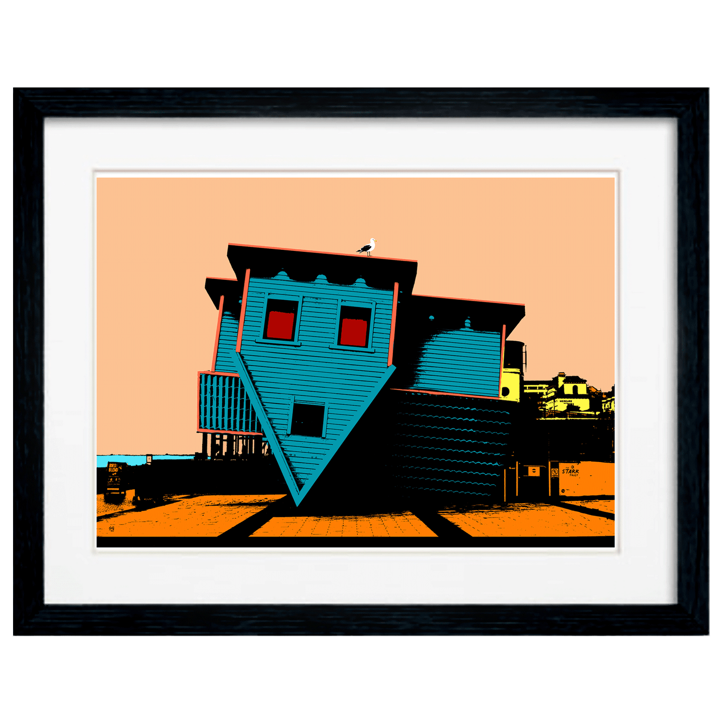 The Upside Down House Brighton Art Print - Orange