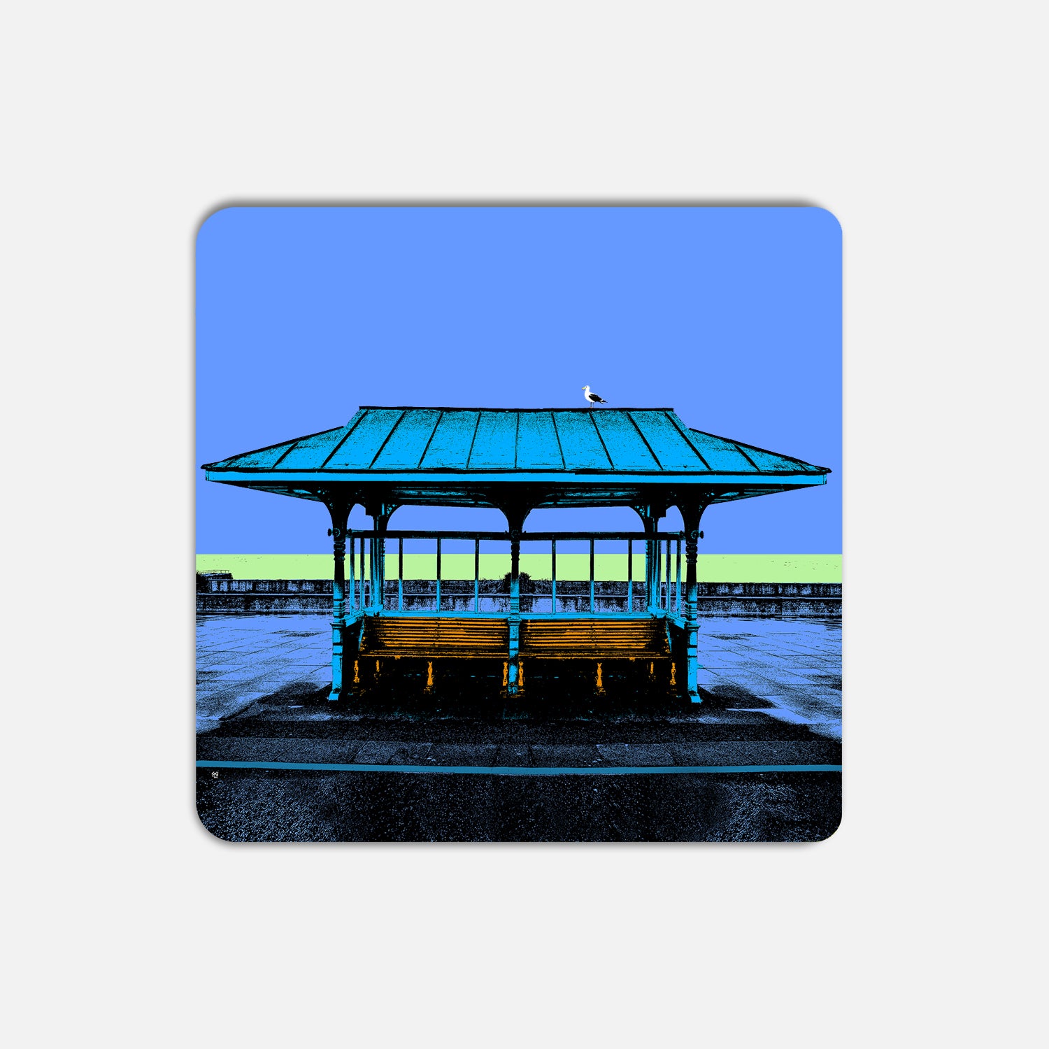 Hove Victorian Seaside Shelter Coaster - Blue