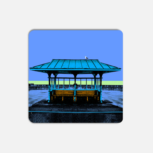 Hove Victorian Seaside Shelter Coaster - Blue