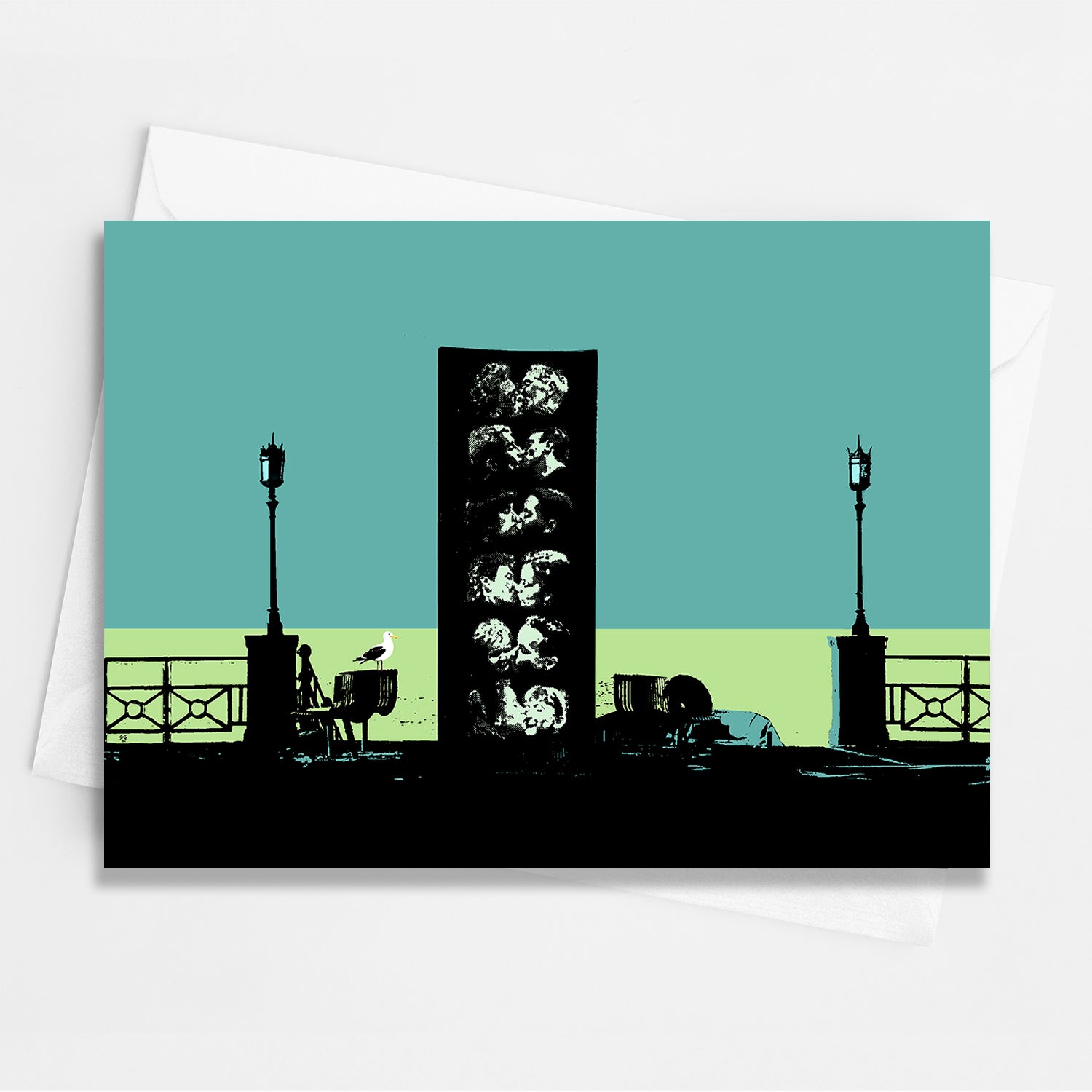 Brighton Kiss Wall Greeting Card - Green