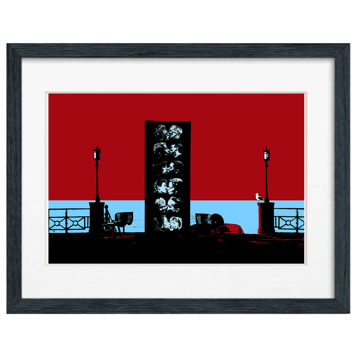 The Kiss Wall Brighton Art Print - Red