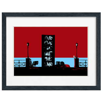 The Kiss Wall Brighton Art Print - Red