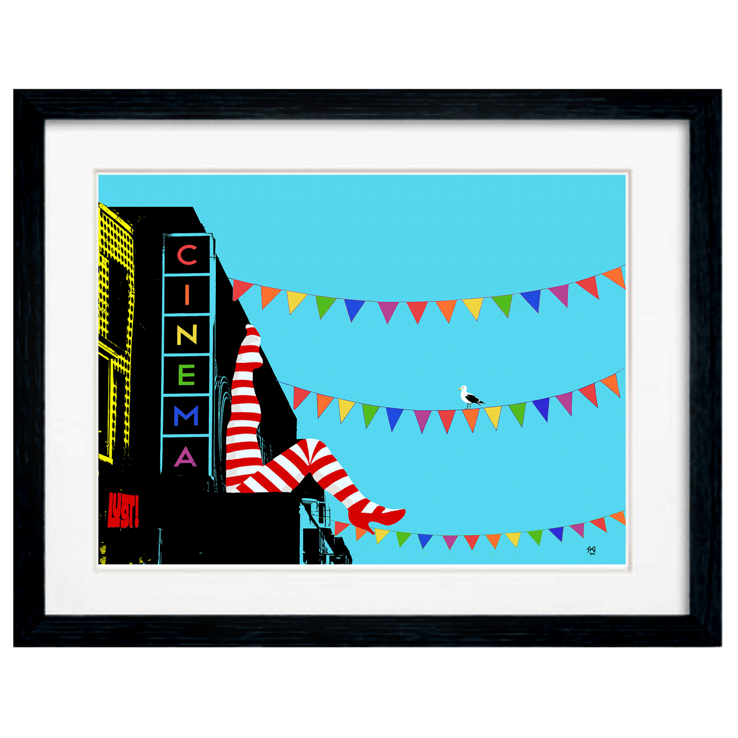 Brighton Striped Can-Can Legs Art Print - Blue