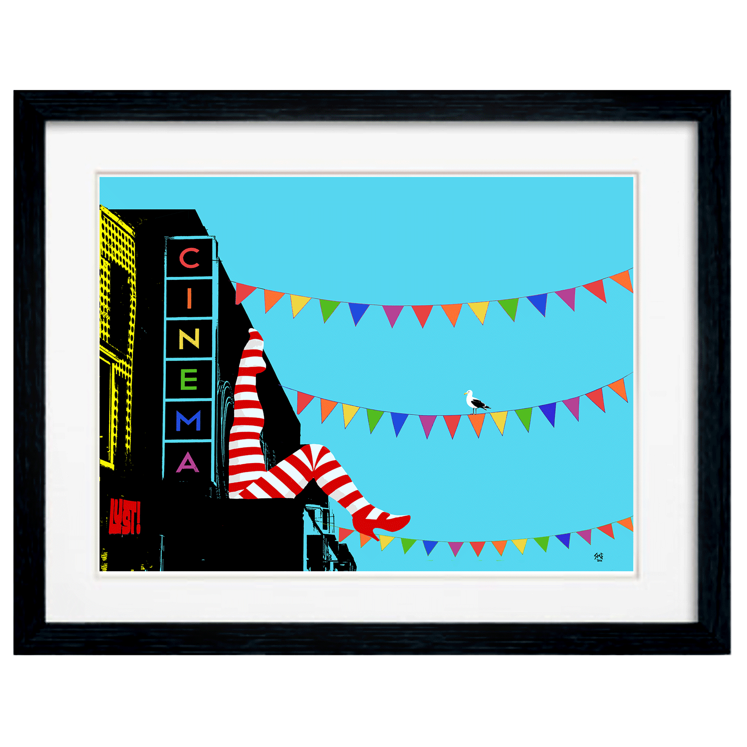 Brighton Striped Can-Can Legs Art Print - Blue