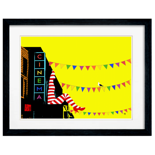 Framed Yellow Striped Can Can Legs Art Print