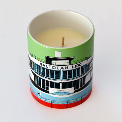 Brighton Luxury Ceramic Candle Pot - Saltdean Lido green by Billy Brighton