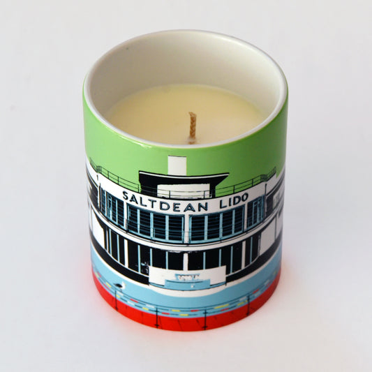 Brighton Luxury Ceramic Candle Pot - Saltdean Lido green by Billy Brighton