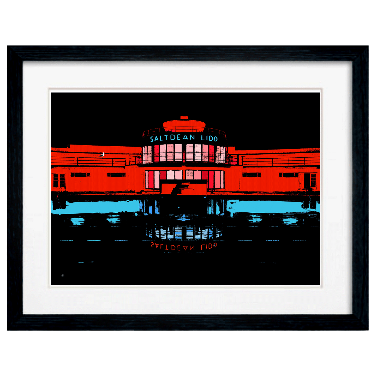 Saltdean Lido Art Print - Night Red 2