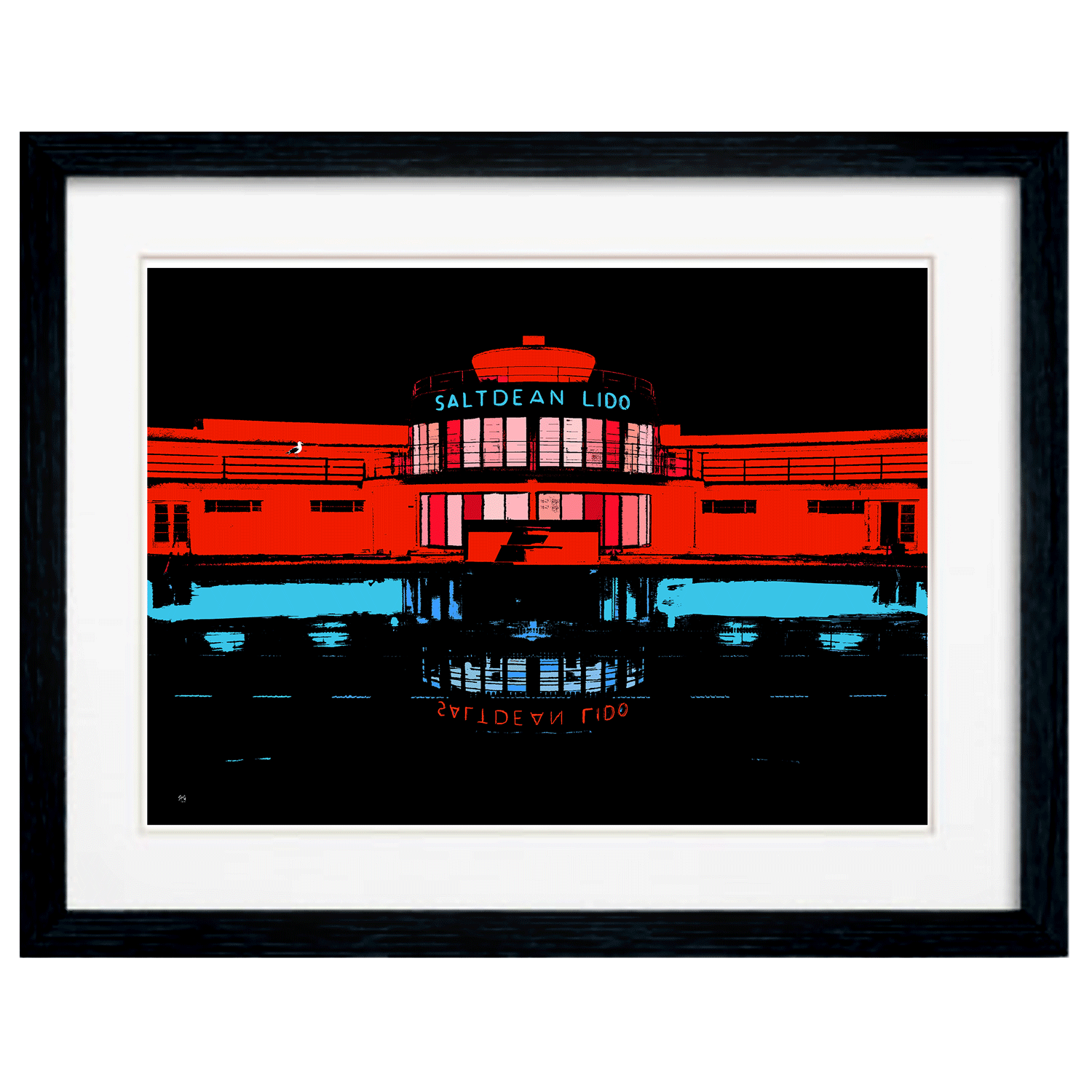 Saltdean Lido Art Print - Night Red 2