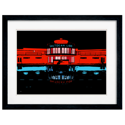 Saltdean Lido Art Print - Night Red 2