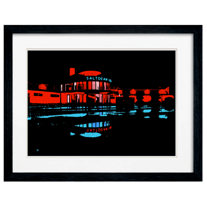 Saltdean Lido Art Print - Night Red 1