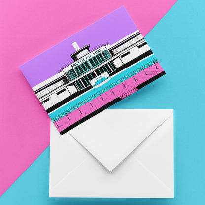 Saltdean Lido Greeting Card - Purple A6