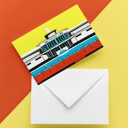 Saltdean Lido Greeting Card - Yellow A6