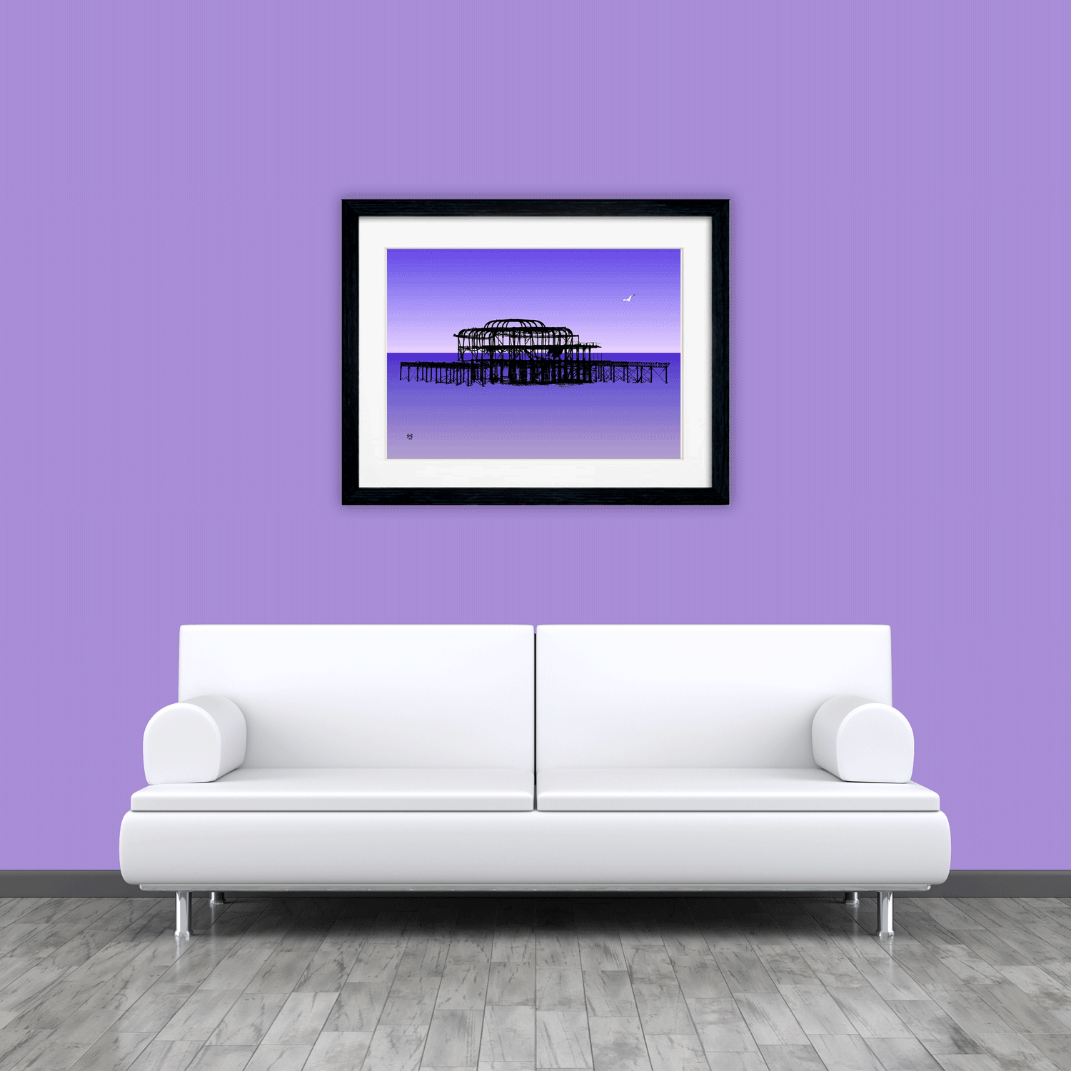 West Pier Art Print - Gradient Purple Biilly Brighton by Stef Kerswell