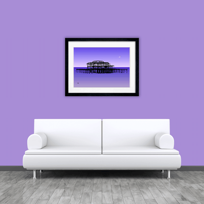 West Pier Art Print - Gradient Purple Biilly Brighton by Stef Kerswell