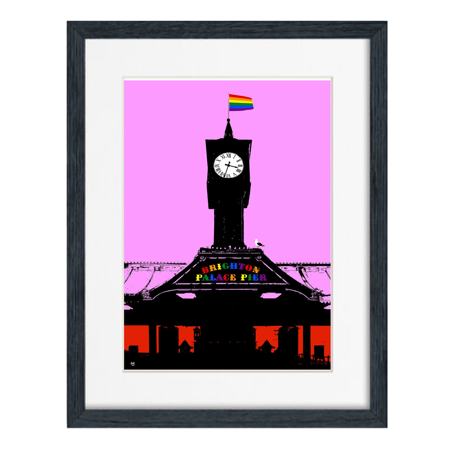 Palace Pier Pride Clock Art Print - Pink